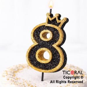 VELA NUMERO CORPOREO CON GIBRE ORO N.8 x 1